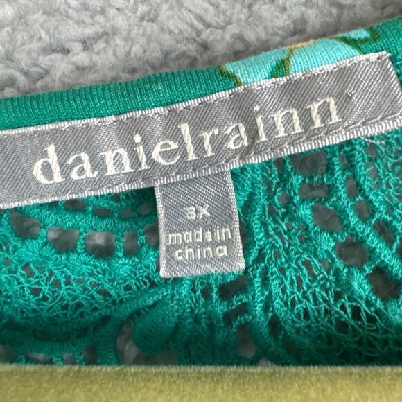 Daniel Rainn Women's Plus Size Green Floral Blouse Lace Detail Size 3X NWOT - Picture 5 of 6